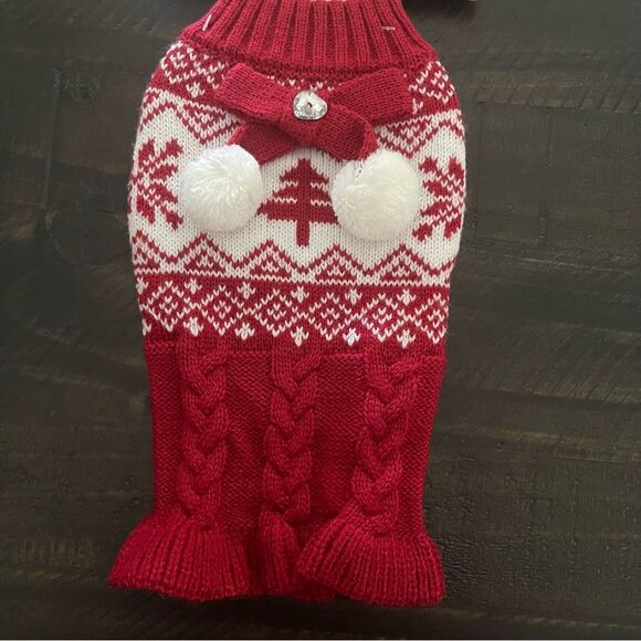 Friends Forever Dog Apparel Red & White Christmas Sweater XS NWT - Picture 2 of 5